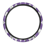 White And Purple Argyle Pattern Print Car Steering Wheel Cover