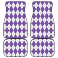 White And Purple Argyle Pattern Print Front and Back Car Floor Mats