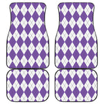 White And Purple Argyle Pattern Print Front and Back Car Floor Mats