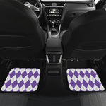 White And Purple Argyle Pattern Print Front and Back Car Floor Mats