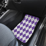 White And Purple Argyle Pattern Print Front and Back Car Floor Mats