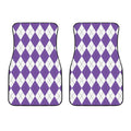 White And Purple Argyle Pattern Print Front Car Floor Mats