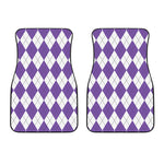White And Purple Argyle Pattern Print Front Car Floor Mats