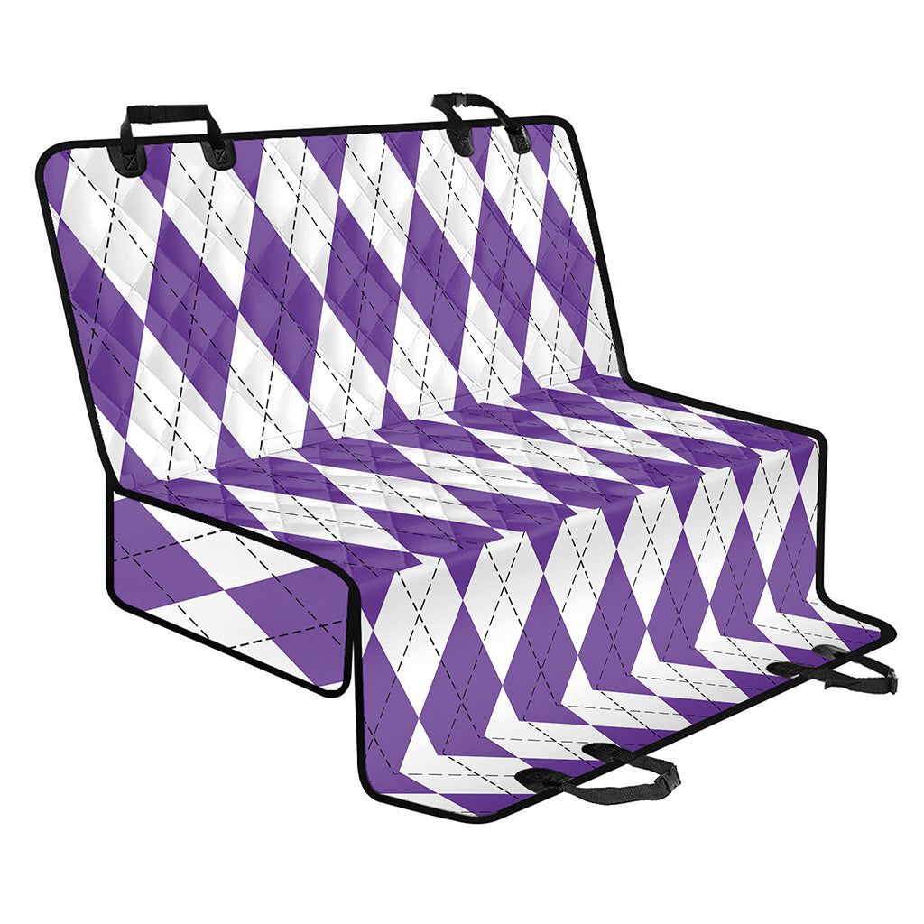 White And Purple Argyle Pattern Print Pet Car Back Seat Cover