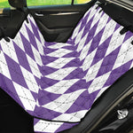 White And Purple Argyle Pattern Print Pet Car Back Seat Cover