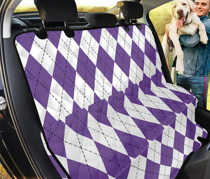 White And Purple Argyle Pattern Print Pet Car Back Seat Cover