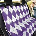 White And Purple Argyle Pattern Print Pet Car Back Seat Cover