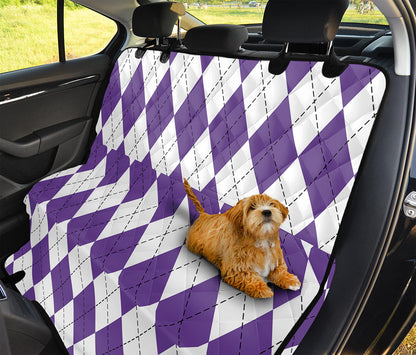 White And Purple Argyle Pattern Print Pet Car Back Seat Cover