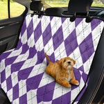 White And Purple Argyle Pattern Print Pet Car Back Seat Cover