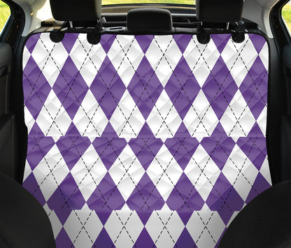 White And Purple Argyle Pattern Print Pet Car Back Seat Cover