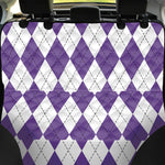 White And Purple Argyle Pattern Print Pet Car Back Seat Cover