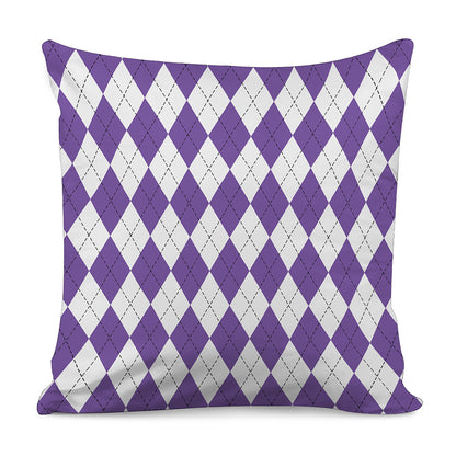 White And Purple Argyle Pattern Print Pillow Cover