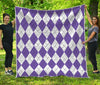 White And Purple Argyle Pattern Print Quilt