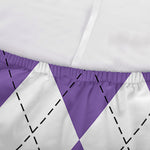 White And Purple Argyle Pattern Print Sofa Cover
