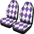 White And Purple Argyle Pattern Print Universal Fit Car Seat Covers
