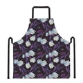 White And Purple Tulip Pattern Print Apron