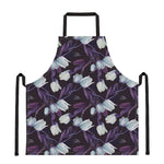 White And Purple Tulip Pattern Print Apron