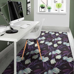 White And Purple Tulip Pattern Print Area Rug