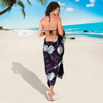 White And Purple Tulip Pattern Print Beach Sarong Wrap
