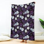White And Purple Tulip Pattern Print Blanket