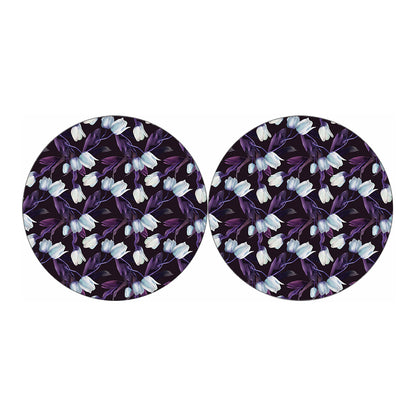 White And Purple Tulip Pattern Print Car Coasters