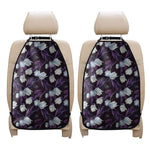 White And Purple Tulip Pattern Print Car Seat Organizers
