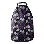 White And Purple Tulip Pattern Print Car Seat Organizers