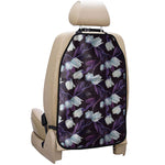 White And Purple Tulip Pattern Print Car Seat Organizers