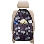 White And Purple Tulip Pattern Print Car Seat Organizers