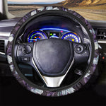 White And Purple Tulip Pattern Print Car Steering Wheel Cover