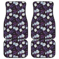 White And Purple Tulip Pattern Print Front and Back Car Floor Mats