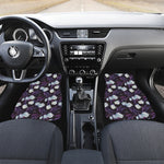 White And Purple Tulip Pattern Print Front and Back Car Floor Mats