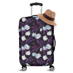White And Purple Tulip Pattern Print Luggage Cover