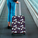 White And Purple Tulip Pattern Print Luggage Cover