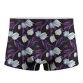 White And Purple Tulip Pattern Print Men's Boxer Briefs