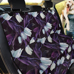 White And Purple Tulip Pattern Print Pet Car Back Seat Cover
