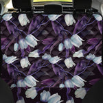 White And Purple Tulip Pattern Print Pet Car Back Seat Cover