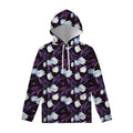 White And Purple Tulip Pattern Print Pullover Hoodie