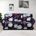 White And Purple Tulip Pattern Print Sofa Cover
