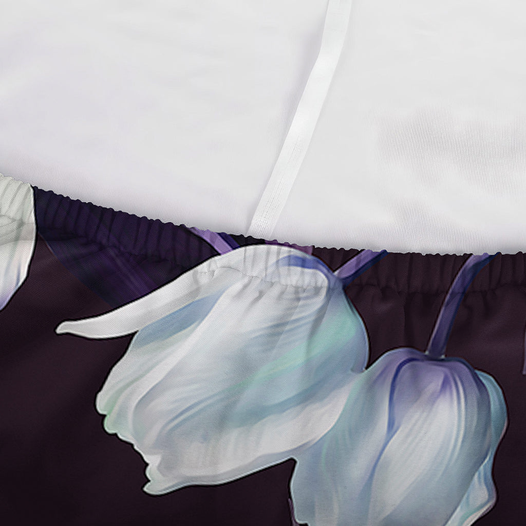 White And Purple Tulip Pattern Print Sofa Cover
