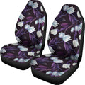 White And Purple Tulip Pattern Print Universal Fit Car Seat Covers