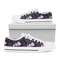 White And Purple Tulip Pattern Print White Low Top Sneakers