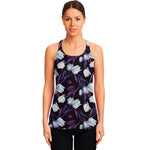 White And Purple Tulip Pattern Print Women's Racerback Tank Top