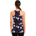White And Purple Tulip Pattern Print Women's Racerback Tank Top