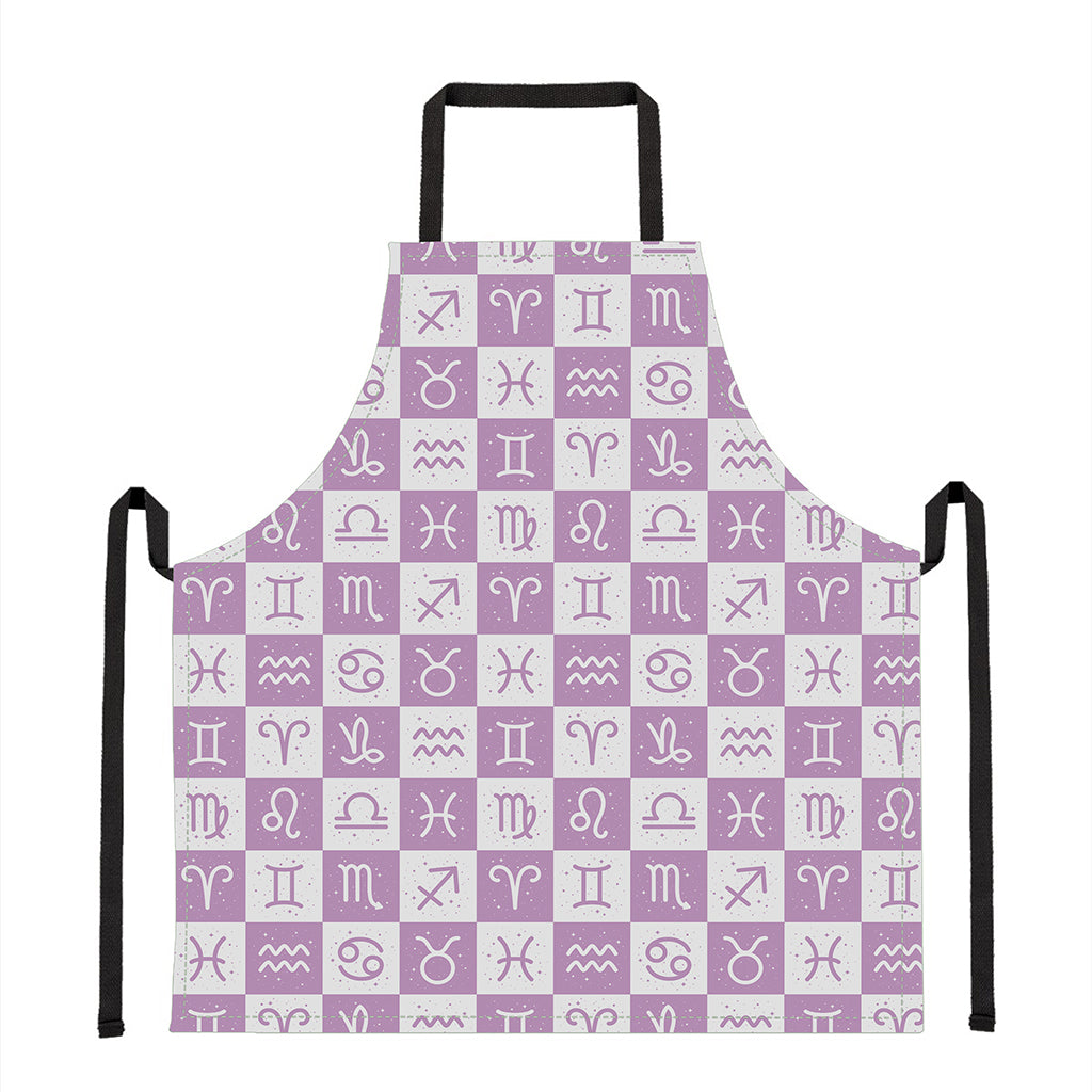 White And Purple Zodiac Signs Print Apron