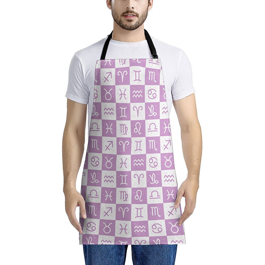 White And Purple Zodiac Signs Print Apron