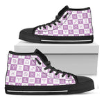 White And Purple Zodiac Signs Print Black High Top Shoes