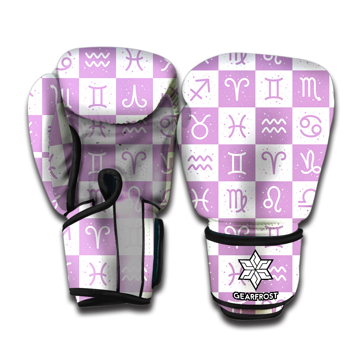 White And Purple Zodiac Signs Print Boxing Gloves