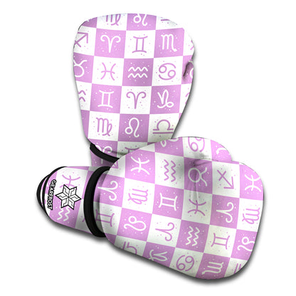 White And Purple Zodiac Signs Print Boxing Gloves