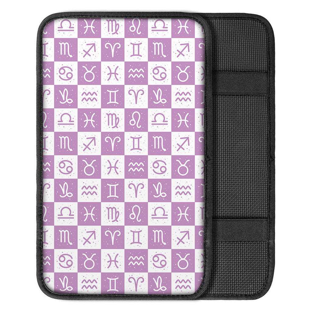 White And Purple Zodiac Signs Print Car Center Console Cover